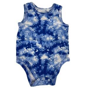 Garanimals Blue & White Tie Dye Sleeveless Tank Bodysuit Size 6-9 Months
